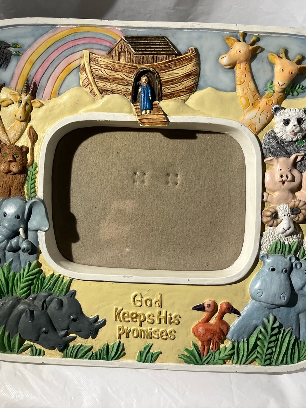 Noah’s Ark Themed Ceramic 4 X 6 Picture Frame/ Nursery / Baby Gift